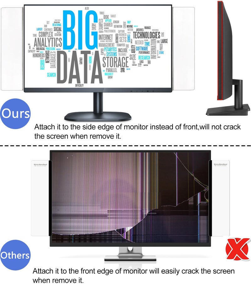 Yocoolfun 2 Pcs Large Computer Monitor Memo Board for No Edge Monitors 13.6 X 3.6 Inch Monitor Sticky Note Holder Computer Monitor Message Board for Frameless Monitors - Image 2